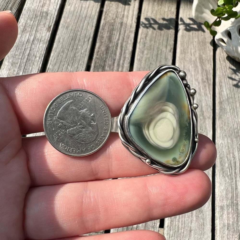 Imperial Green Jasper Statement Ring Sterling Sil… - image 4